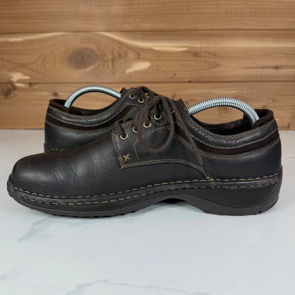 Red Wing 4114 Oxford Shoes Mens 9D Worx Mens Dark Brown Leather Lace Up Work
